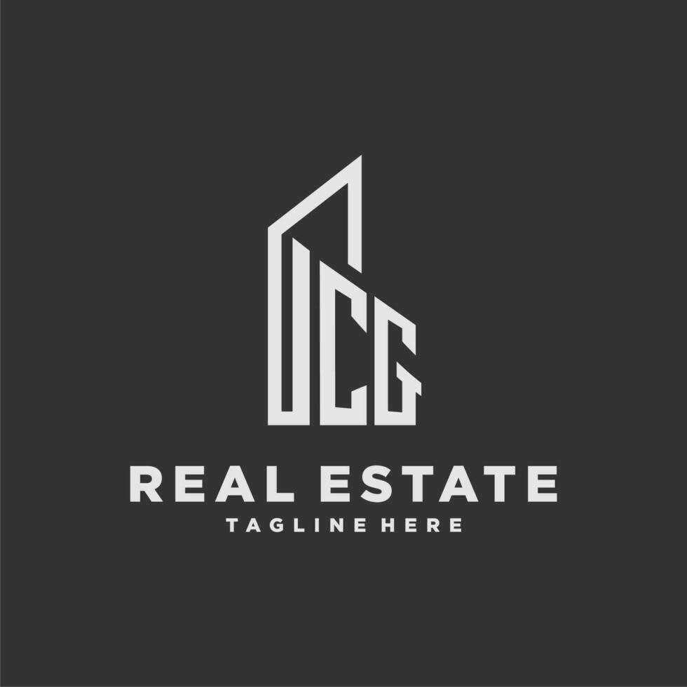 CG initial monogram logo for real estate with building style vector