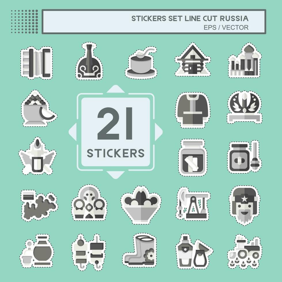 Sticker line cut Set Russia. related to Education symbol. simple design editable. simple illustration vector