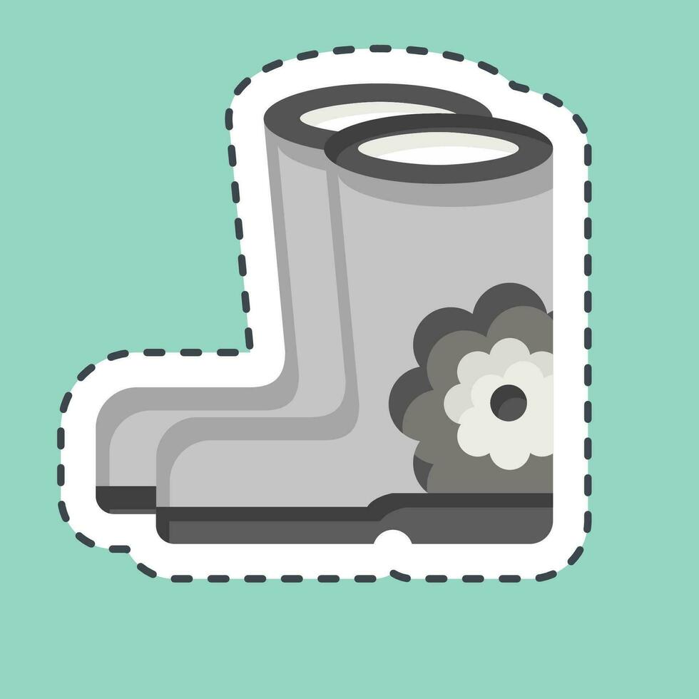 Sticker line cut Valenki. related to Russia symbol. simple design editable. simple illustration vector