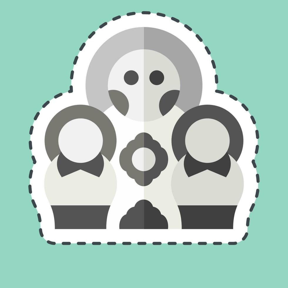Sticker line cut Matryoshka Doll. related to Russia symbol. simple design editable. simple illustration vector