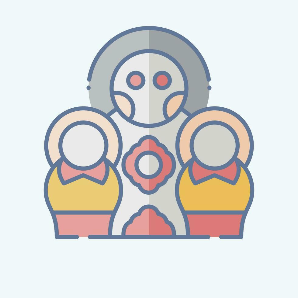 Icon Matryoshka Doll. related to Russia symbol. doodle style. simple design editable. simple illustration vector