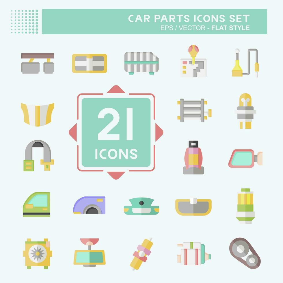 Icon Set Car Parts. related to Automotive symbol. flat style. simple design editable. simple illustration vector