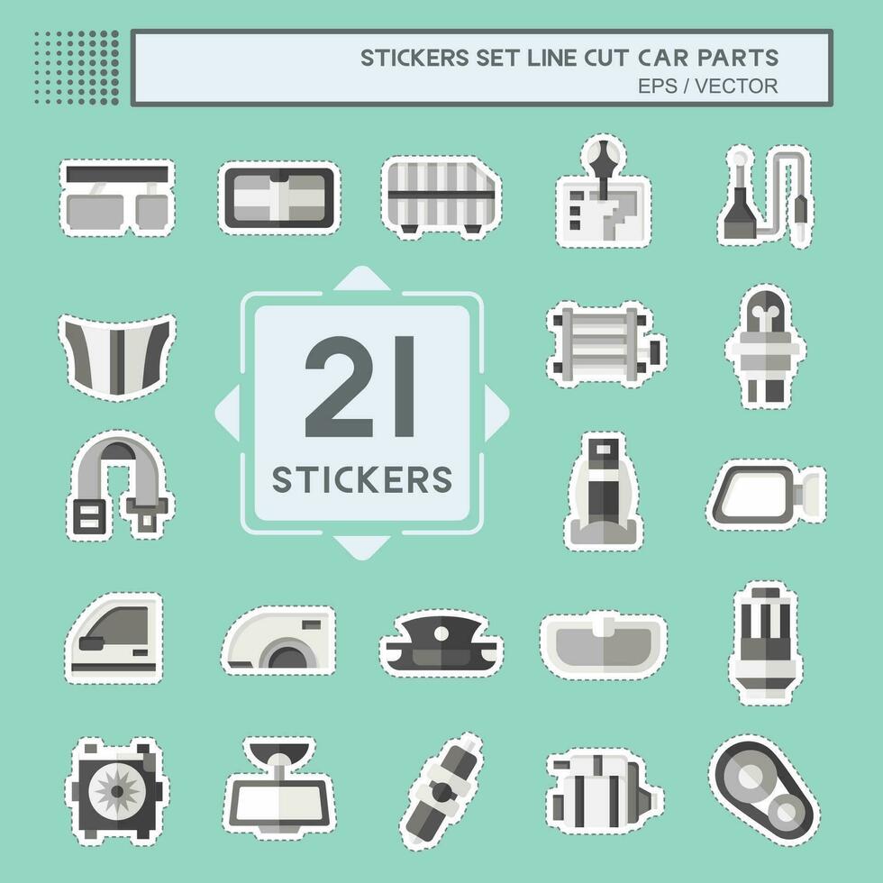 Sticker line cut Set Car Parts. related to Automotive symbol. simple design editable. simple illustration vector
