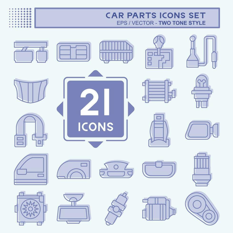Icon Set Car Parts. related to Automotive symbol. two tone style. simple design editable. simple illustration vector