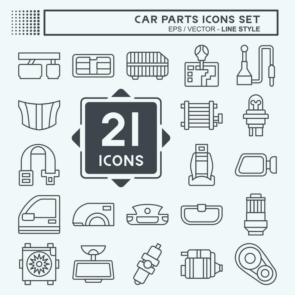 Icon Set Car Parts. related to Automotive symbol. line style. simple design editable. simple illustration vector