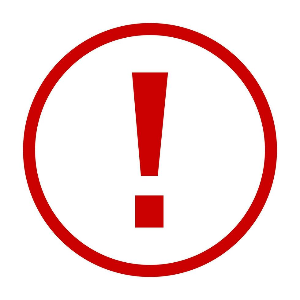 Exclamation mark. Red vector warn sign. Caution or attention icon.