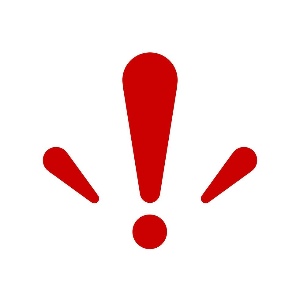 Exclamation mark. Red vector warn sign. Caution or attention icon.