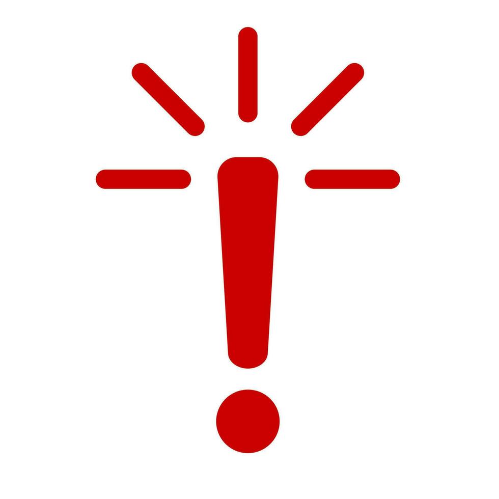 Exclamation mark. Red vector warn sign. Caution or attention icon.