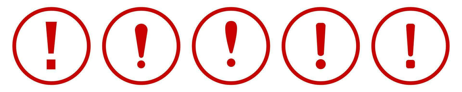 Exclamation mark. Red vector warn sign. Caution or attention icon.