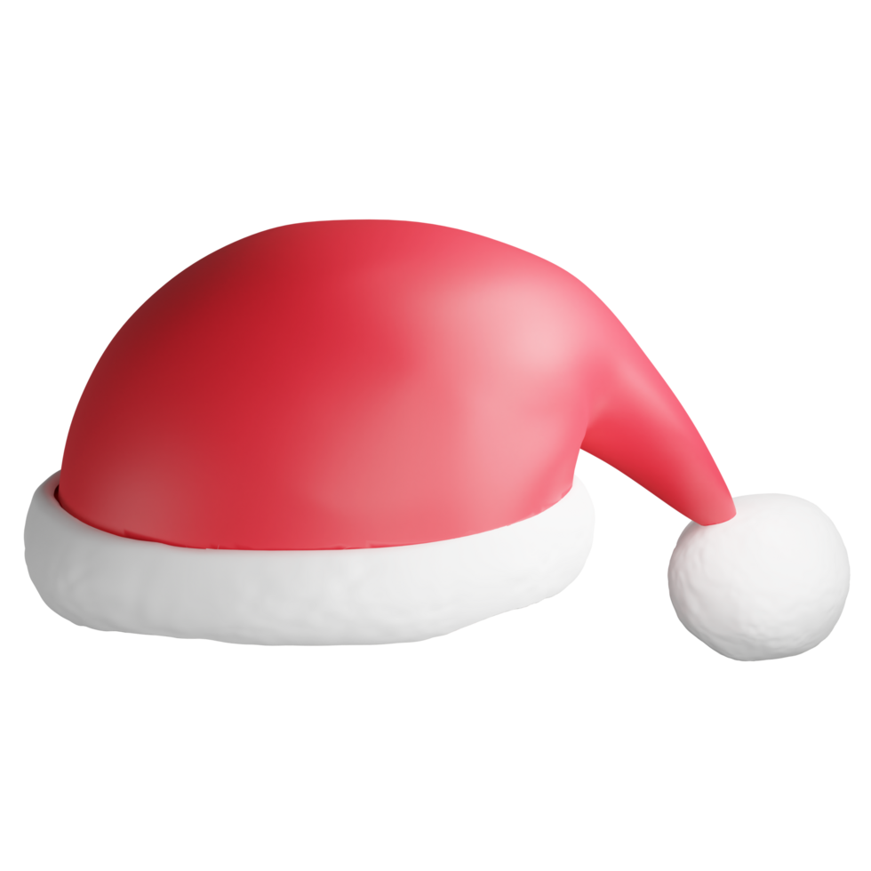 Christmas hat clipart icon isolated on transparent background, 3D render Christmas and New year concept png