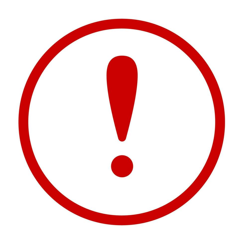 Exclamation mark. Red vector warn sign. Caution or attention icon.