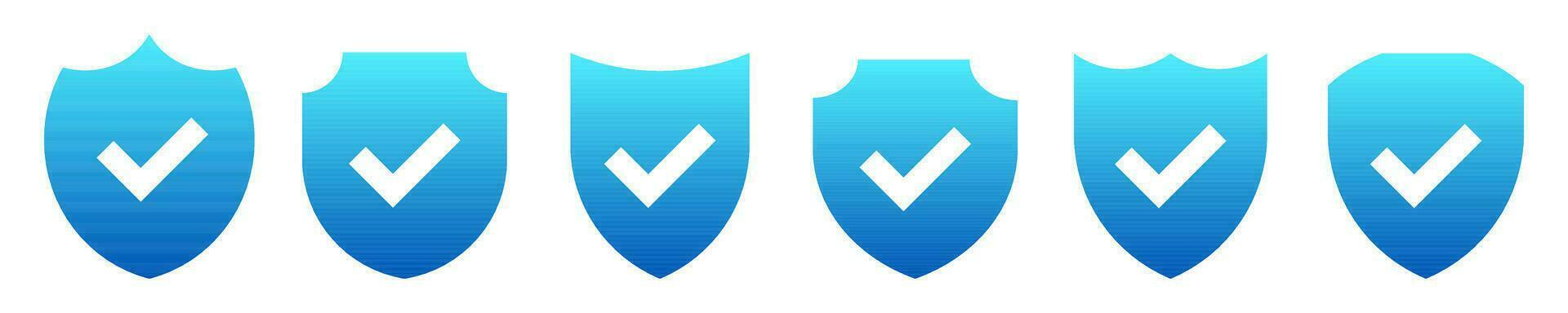 Shield  blue check mark solid  icon . vector