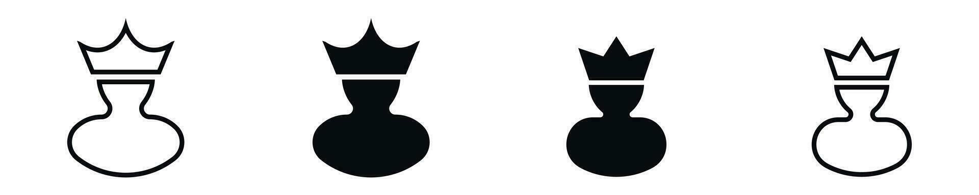 King soled and line icon. Vip club membership card badge. vector