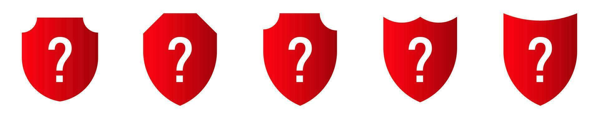 Shield question mark icon. Red  ask icon vector