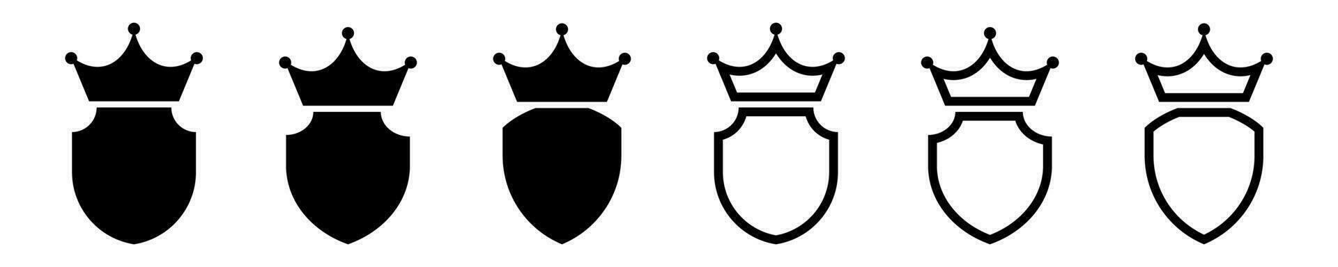 Icon shield with crown premium vector. vector