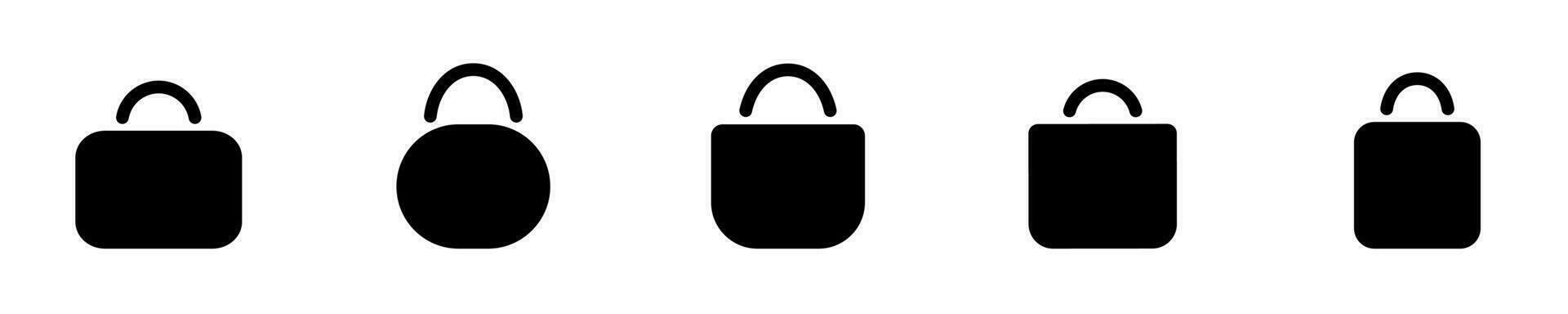 bloquear minimalista línea icono. compras bolso vector