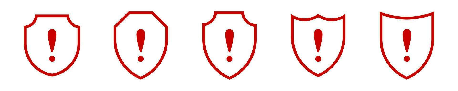 Icon shield alert exclamation mark vector. vector