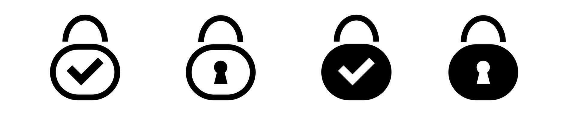 Lock minimalistic line and solid icon. vector