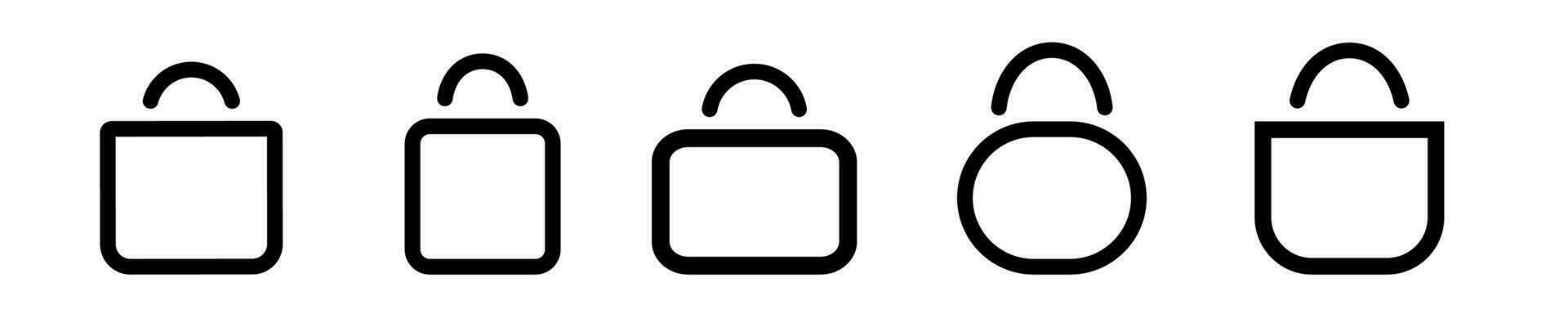 compras bolso minimalista icono. candado línea sencillo icono vector