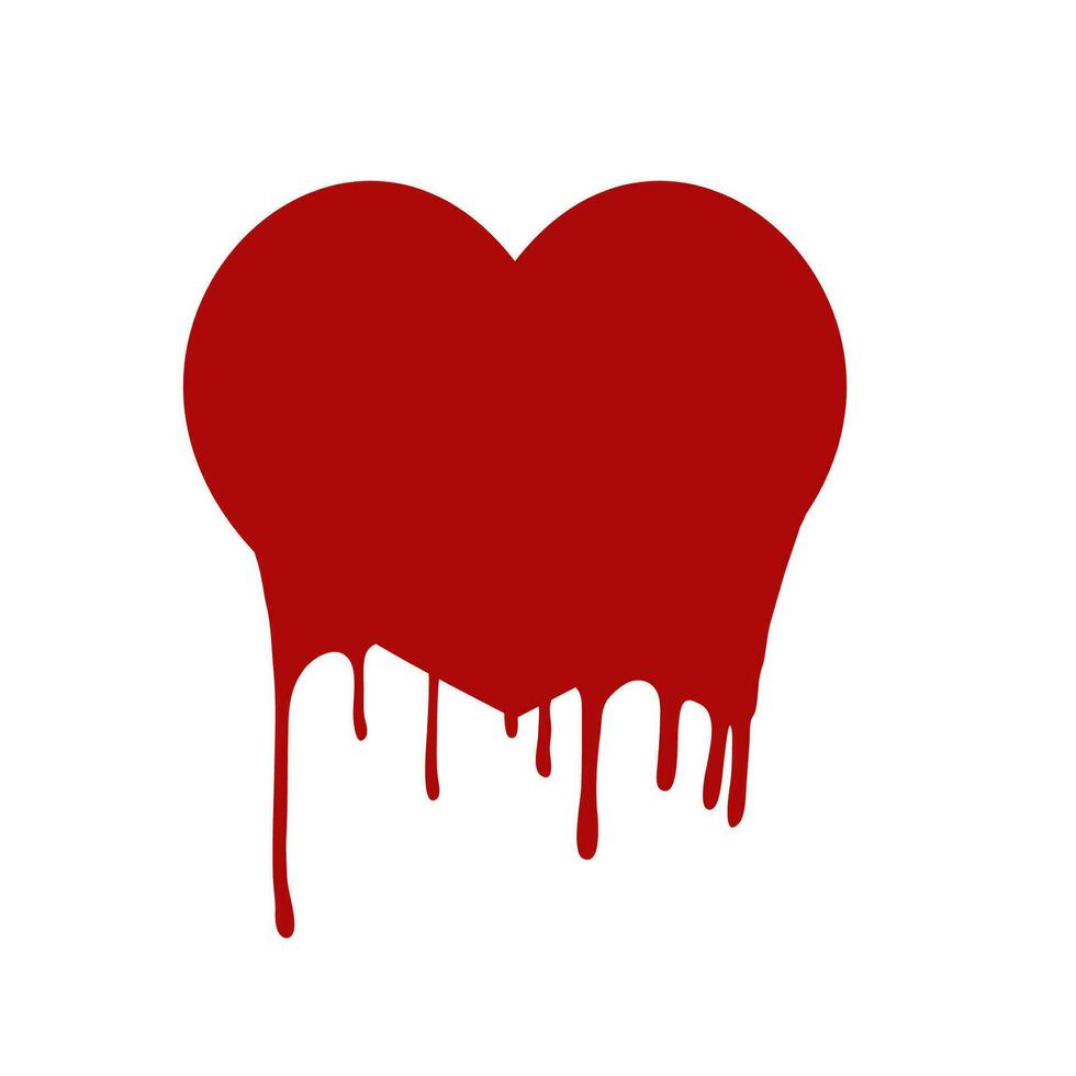 Heart melt paint drip vector shape.