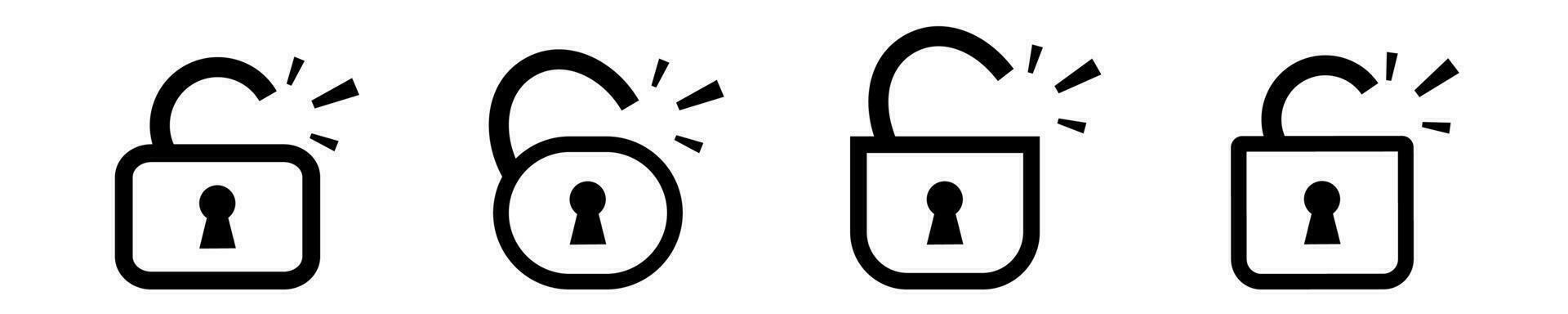 Open unlock lock padlock line minimalistic icon vector