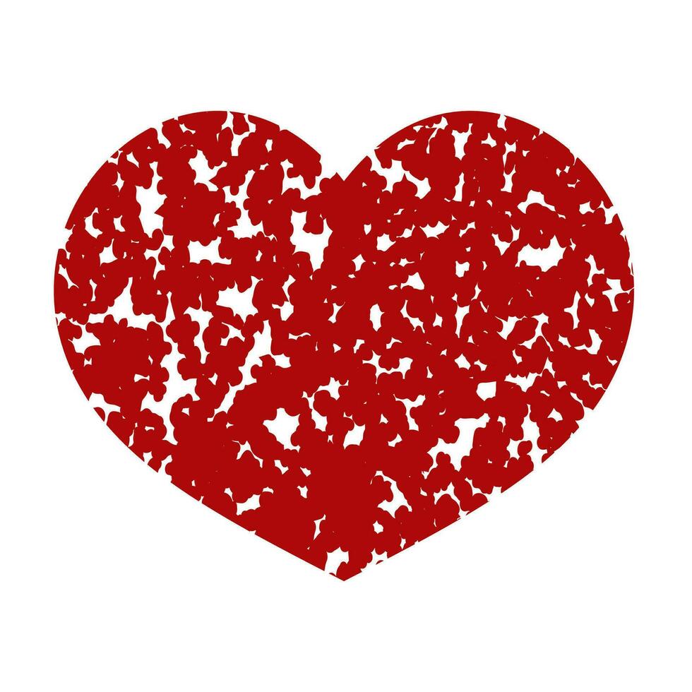 Grunge heart stamp red shape. Rubber vector