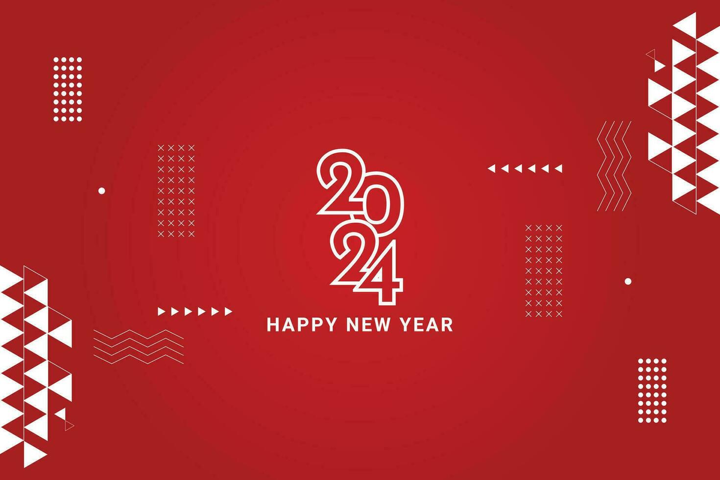 Happy New Year 2024 banner design. Happy New Year 2024 red background design greeting card vector