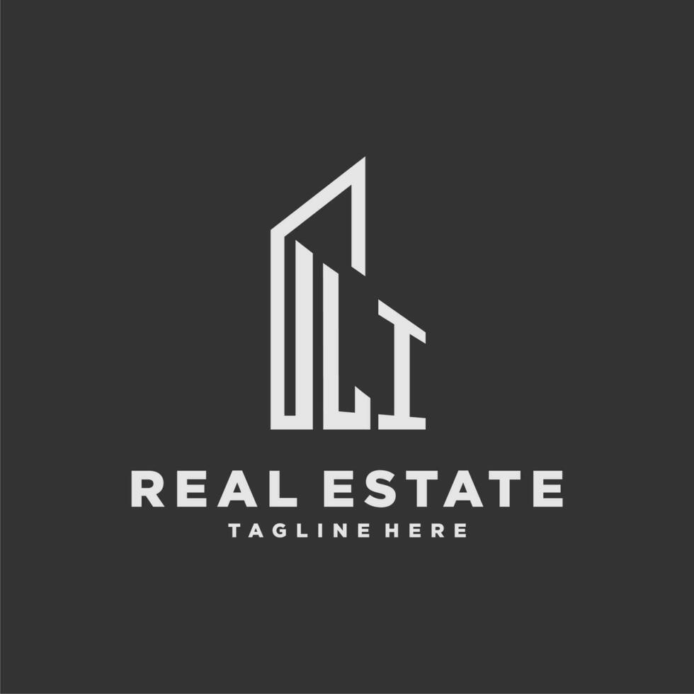 LI initial monogram logo for real estate with building style vector