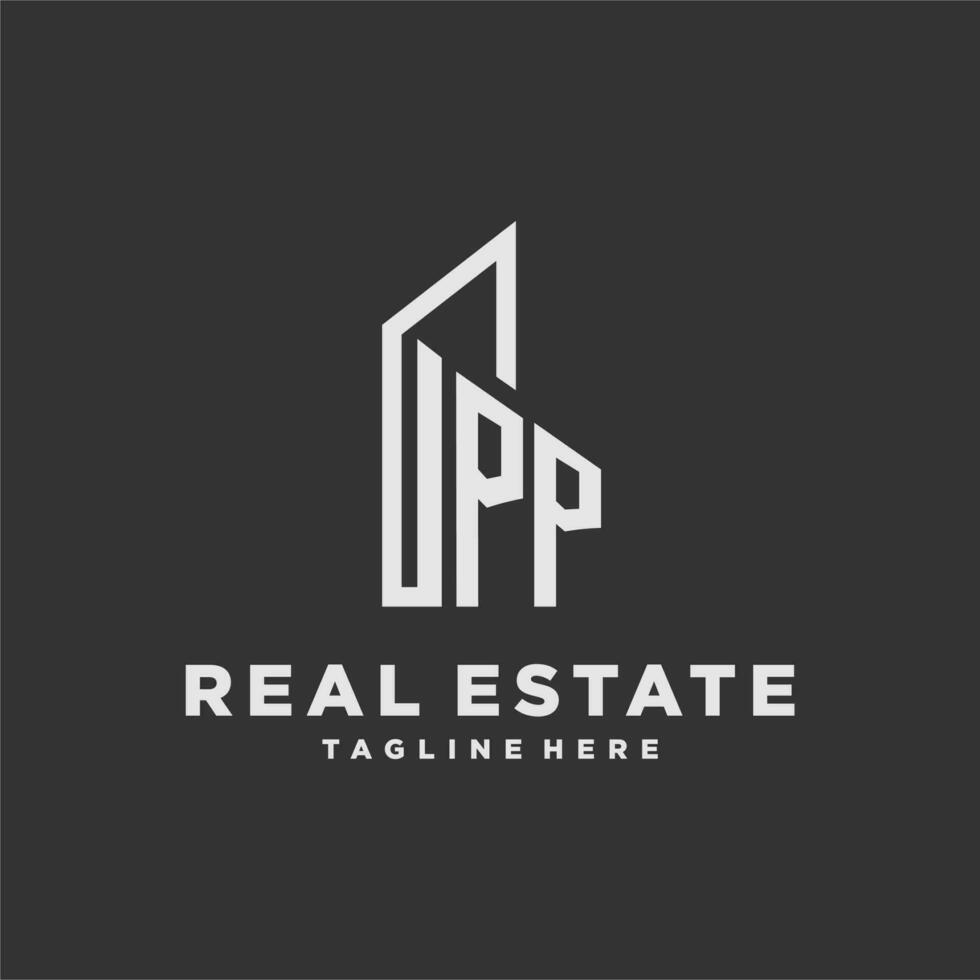 PP initial monogram logo for real estate with building style vector