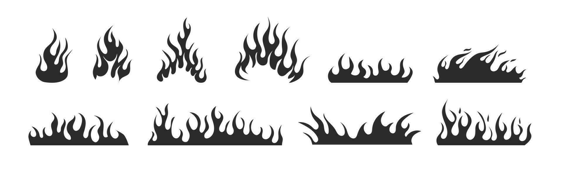 Fire vector silhouette illustration. Flame wildfire