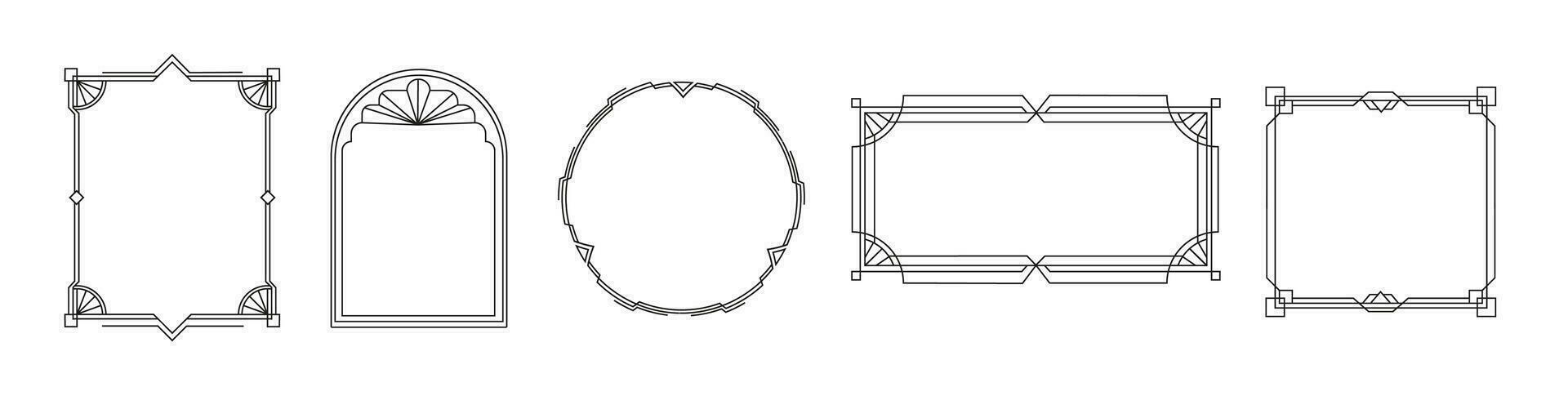 Art deco frame vector design. Square and rectangular modern