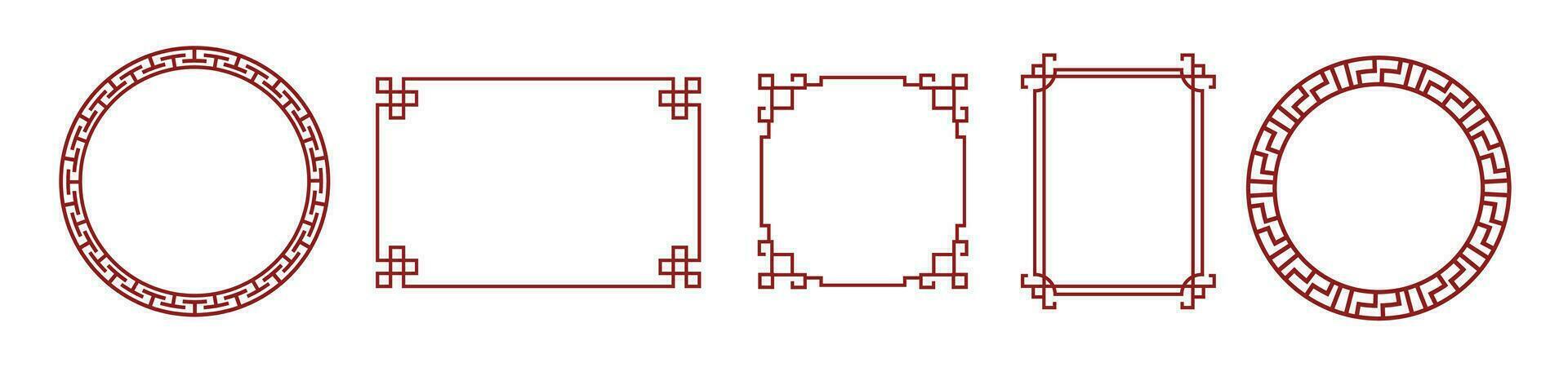Chinese frame vector design. Circle and square  border.
