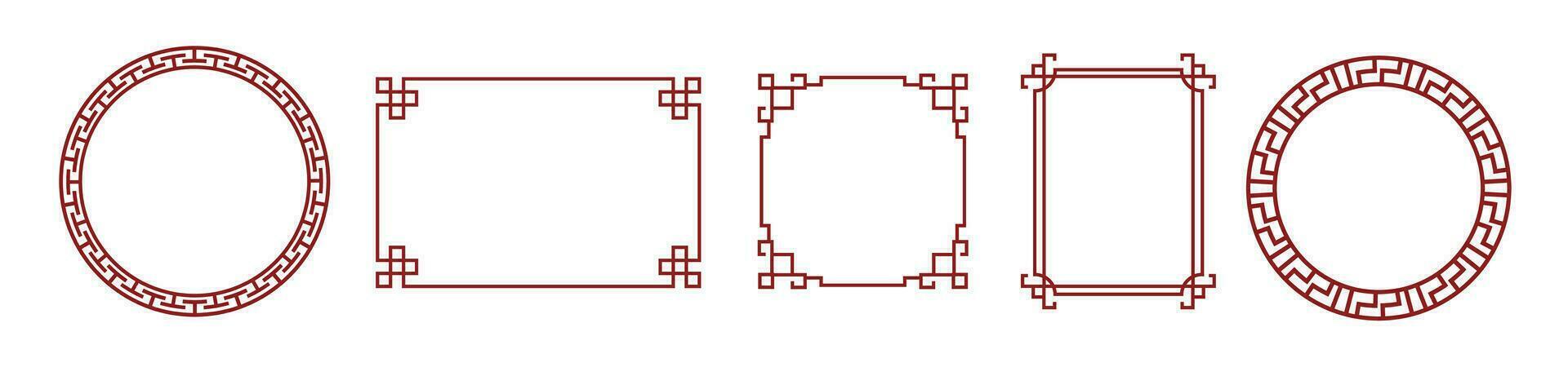 chino marco vector diseño. circulo y cuadrado borde.