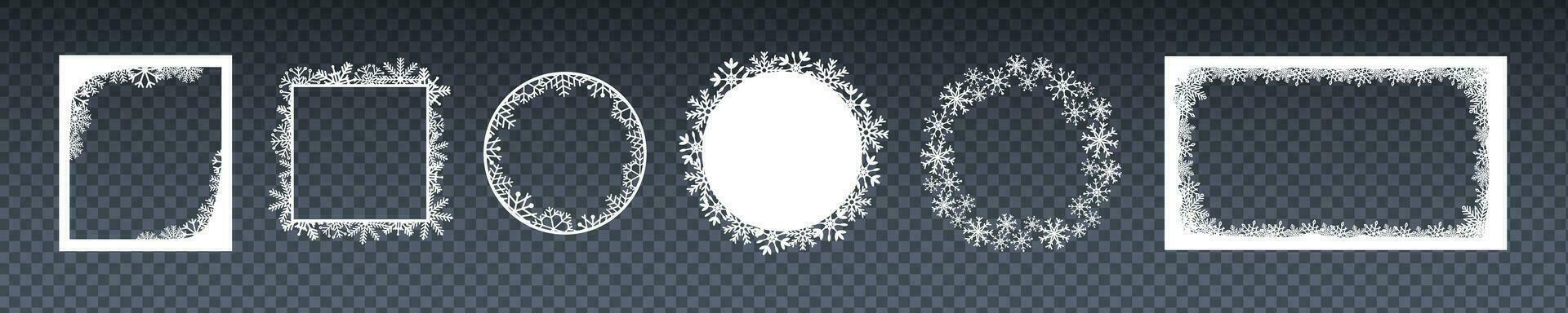 Snowflake photo frame vector design. Ice cartoon  border