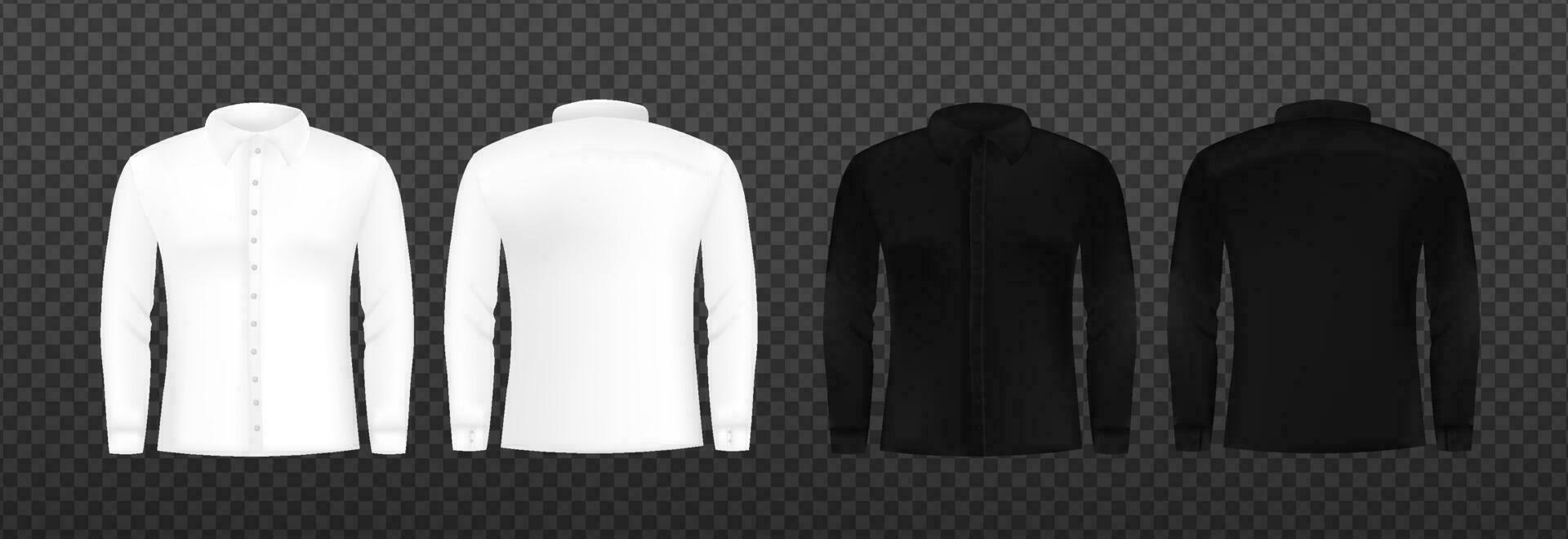 White and black shirt long sleeve template.  Shirt mockup blank vector