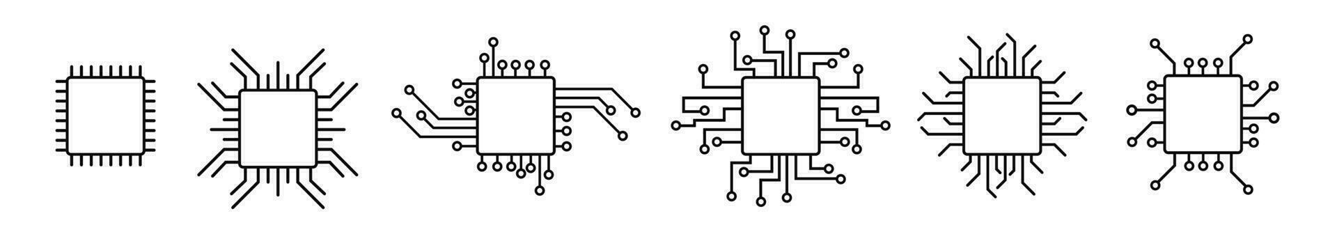 Tech cpu chip icon. Digital ai deep learning futuristic frame. vector