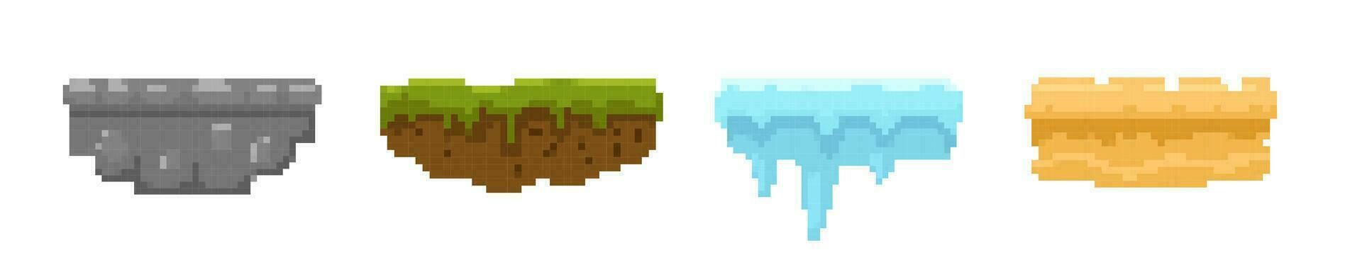 8 bit pixel landscape terrain vector island