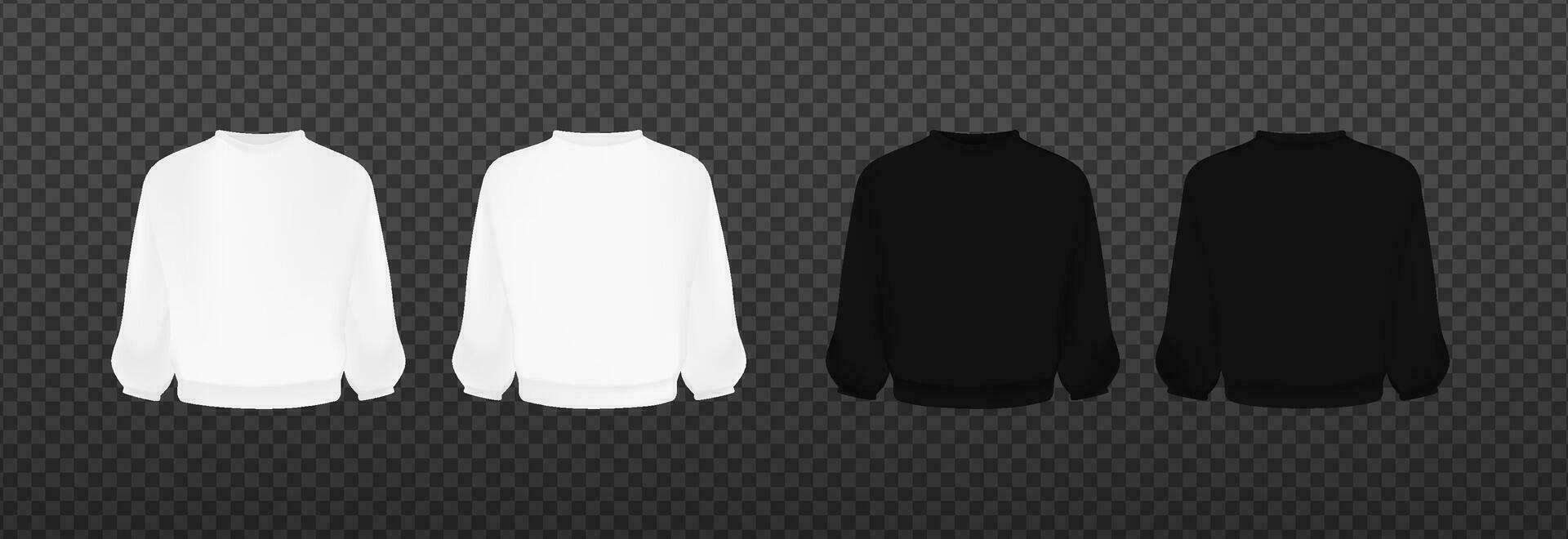 White and black long sleeve template.  Sweatshirt mockup vector