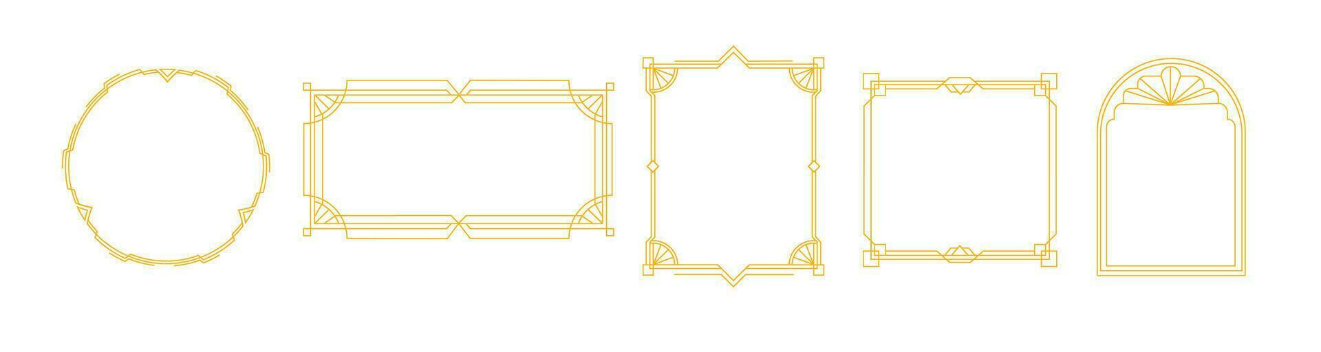 Art deco golden frame  design. Modern line minimalistic vector