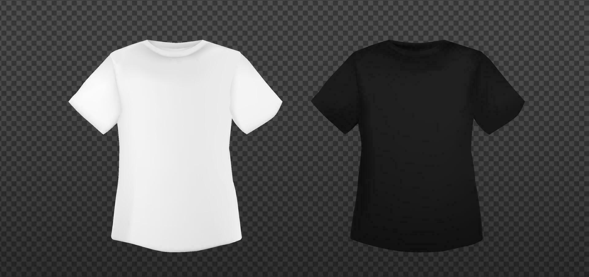 White and black oversize tshirt template.  T shirt mockup blank vector