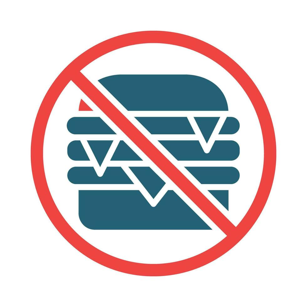 No Fast Food Vector Glyph Two Color Icon For Personal And Commercial Use.