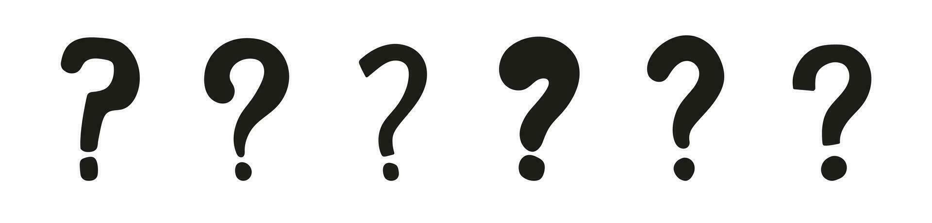 Hand drawn solid question mark. Black silhouette question mark vector