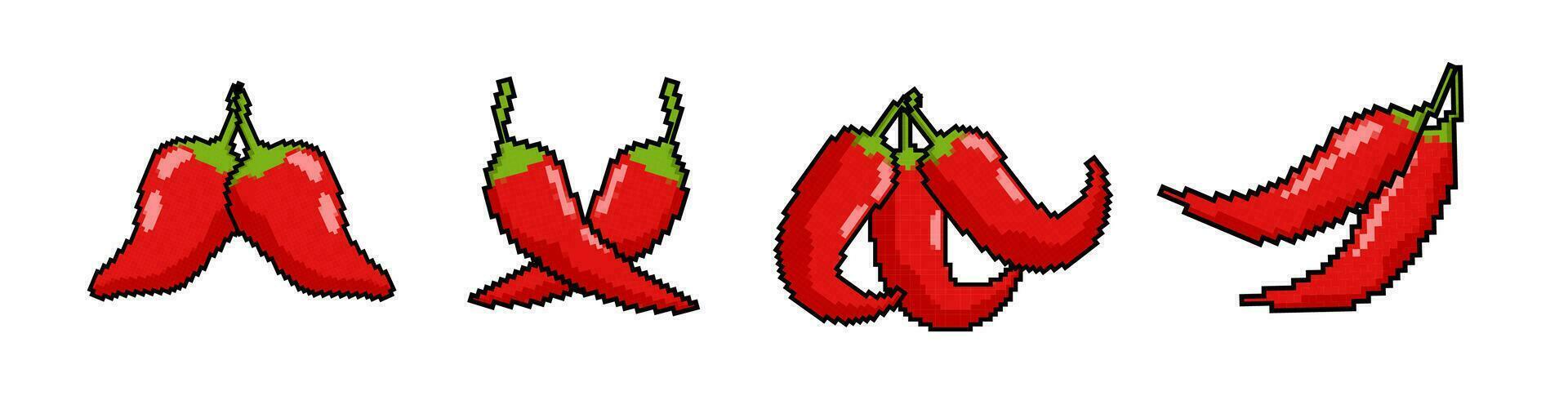 8 bit chile spicy paper vector