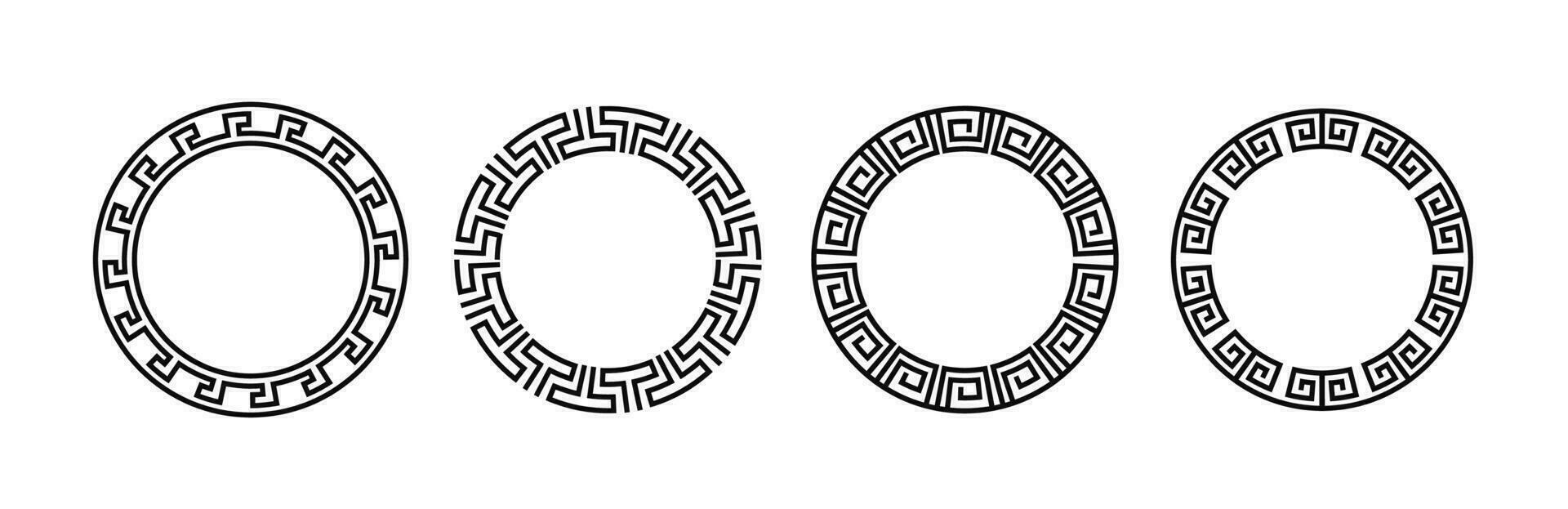 Greek circle frame vector design. Circle border rome