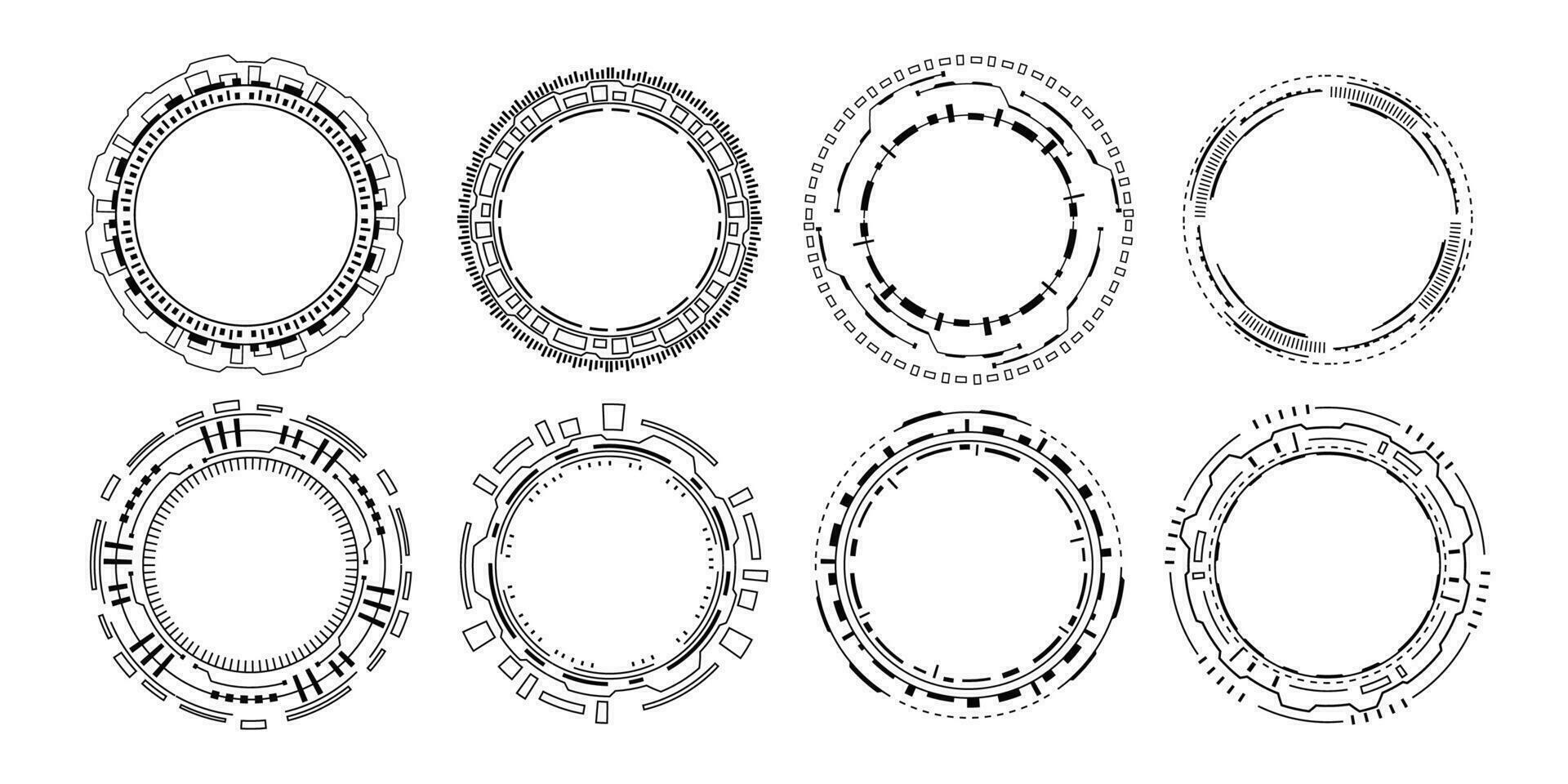 tecnología ai circulo marco antecedentes. tecnología hud digital juego interfaz. vector