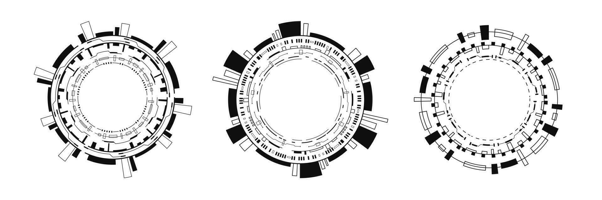 Tech futuristic circle frame background.  Technology hud digital game interface. vector