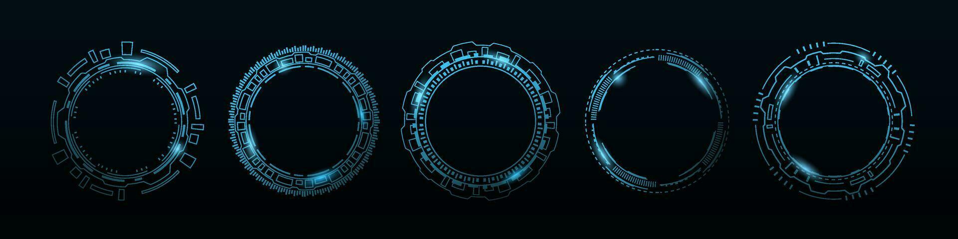 Tech blue cyber hud futuristic circle  frame. Future technology ai tech vector