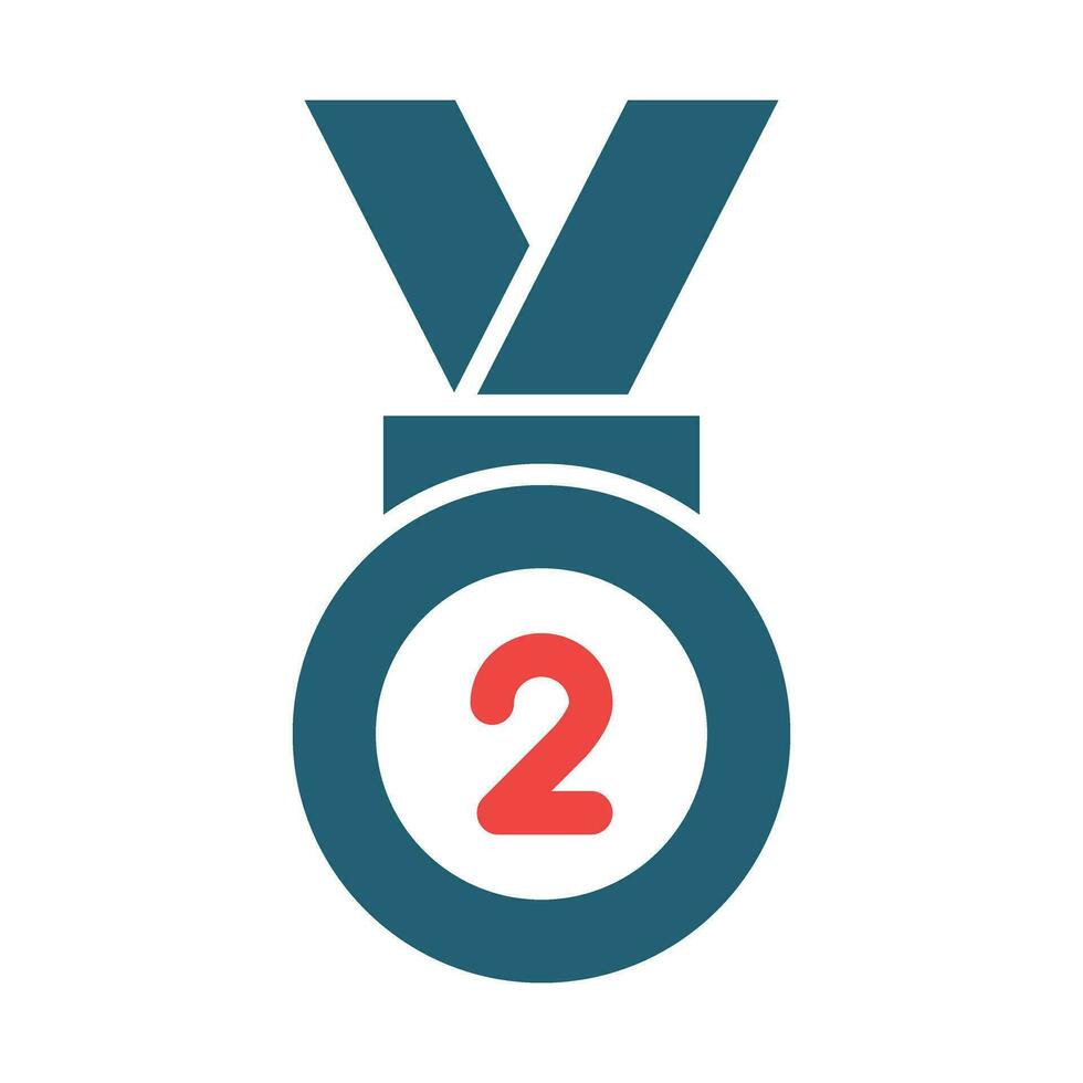 Silver Medal Vector Glyph Two Color Icon For Personal And Commercial Use.