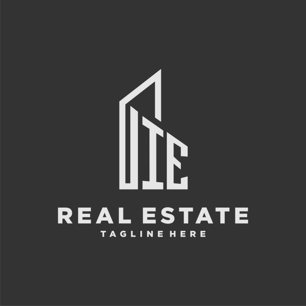 IE initial monogram logo for real estate with building style vector