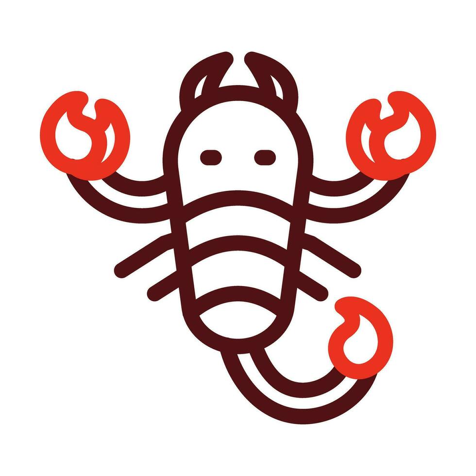 Scorpion Vector Thick Line Two Color Icons For Personal And Commercial Use.